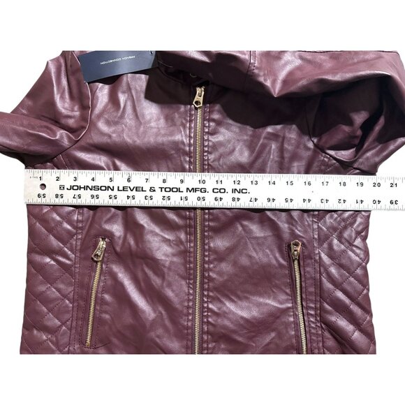 French Connection Women's M Quilted Faux Leather Jacket Burgundy NWT - Picture 5 of 9